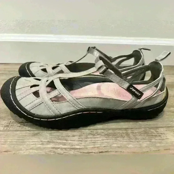 Jsport light grey, pink and black strap sandals size 8 - Picture 4 of 7